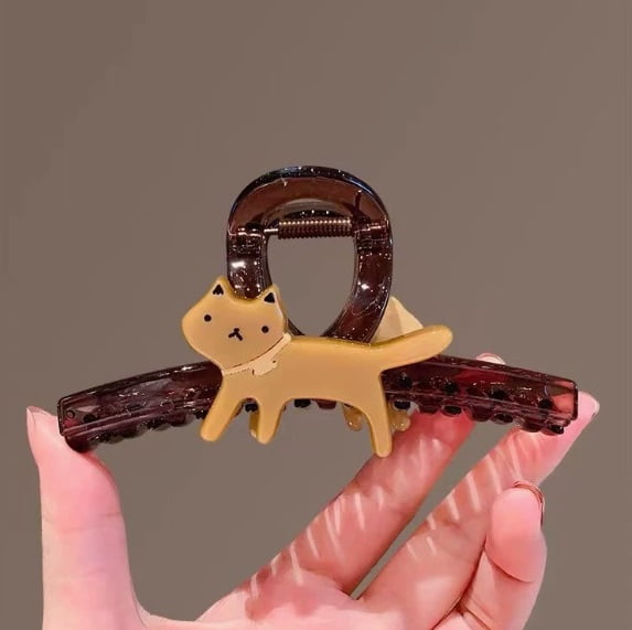 Cute Leopard Print Cat Shark Clips - Strong Grip for Thick Hair, Stylish and Versatile for Daily Wear