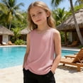 thumbnail image 2 of Eltusu Girls Tank Tops, Comfort Crew Neck Cotton Summer Sleeveless T-Shirts Red Size 10-12 T, 2 of 7
