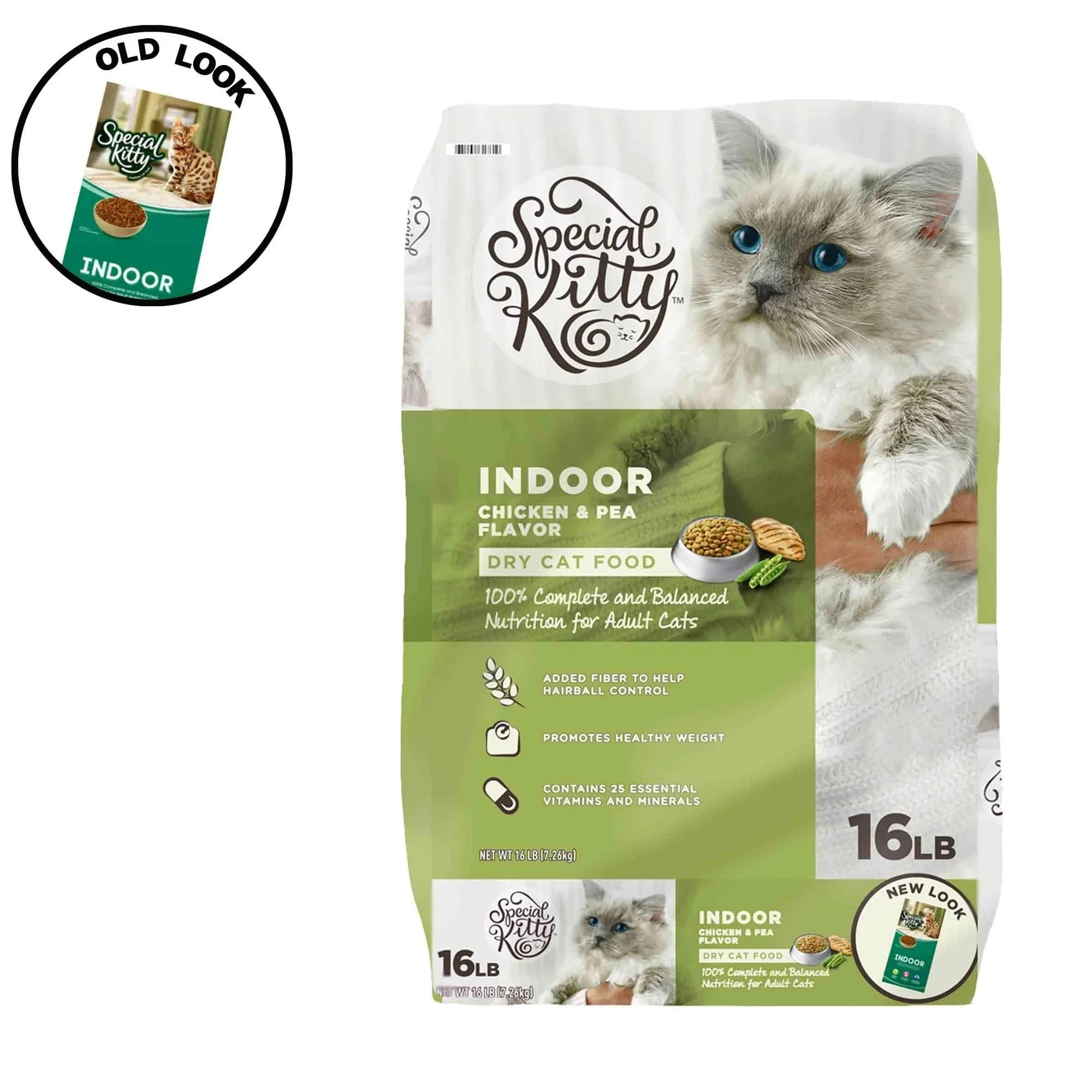 (2 pack) Special Kitty Indoor Formula Chicken & Pea Flavor Dry Cat Food, 16 lb Bag