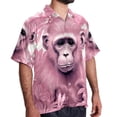 thumbnail image 2 of Pink Monkey Gorilla Men's Casual Spread Collar Hawaiian Short Sleeve Button Down Summer Beach Tops, 2 of 6