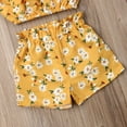 thumbnail image 4 of 2Pcs Toddler Baby Girl Summer Clothes Floral Ruffle Crop Top Shorts Pants Two-Piece Outfit, 4 of 7