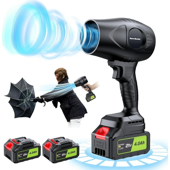 Aixiqee Electric Cordless Leaf Blower - 300K RPM, 2x4.0Ah Batteries & Charger. Ideal for Patio Cleaning, Lawn Care. Blows Leaves & Dust. Handheld, Lightweight.Black