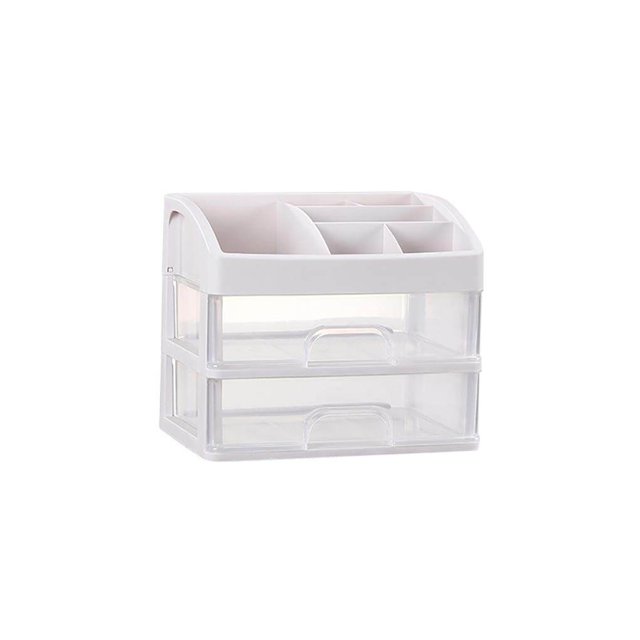 Cateissary Caja de almacenamiento de cosméticos de plástico Productos para el cuidado de la piel Caja de almacenamiento de plástico con 2/3 capas Almacenamiento y organización del hogar 2 capas Cateissary HA025071-01