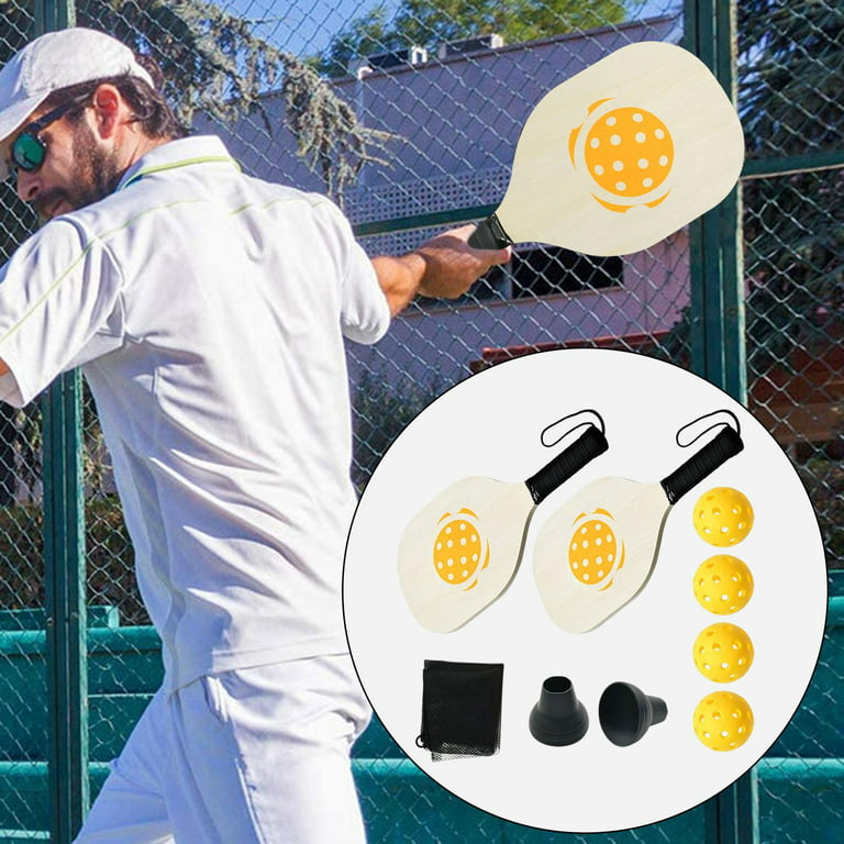 Professional Set of 2 and Portable Storage Bag, with 4 Balls Wood  Pickleball Rackets, for Indoor Outdoor