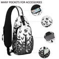 thumbnail image 2 of Sling Backpack,Halloween Bat Swarm Pattern Crossbody Bag with Water Bottle Holder,Waterproof Sling Bag for Men/Women with Chest Phone Holder for Hiking,Travel, 2 of 6