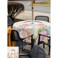 thumbnail image 4 of Easter Outdoor Tablecloth - 54x54 Inch Square Dining Table Cover, Country Spring Rabbit Feet Eggs Botanical Flowers Waterproof Outdoor Table Cloth with Umbrella Hole & Zipper for Picnic/Patio/Party, 4 of 7