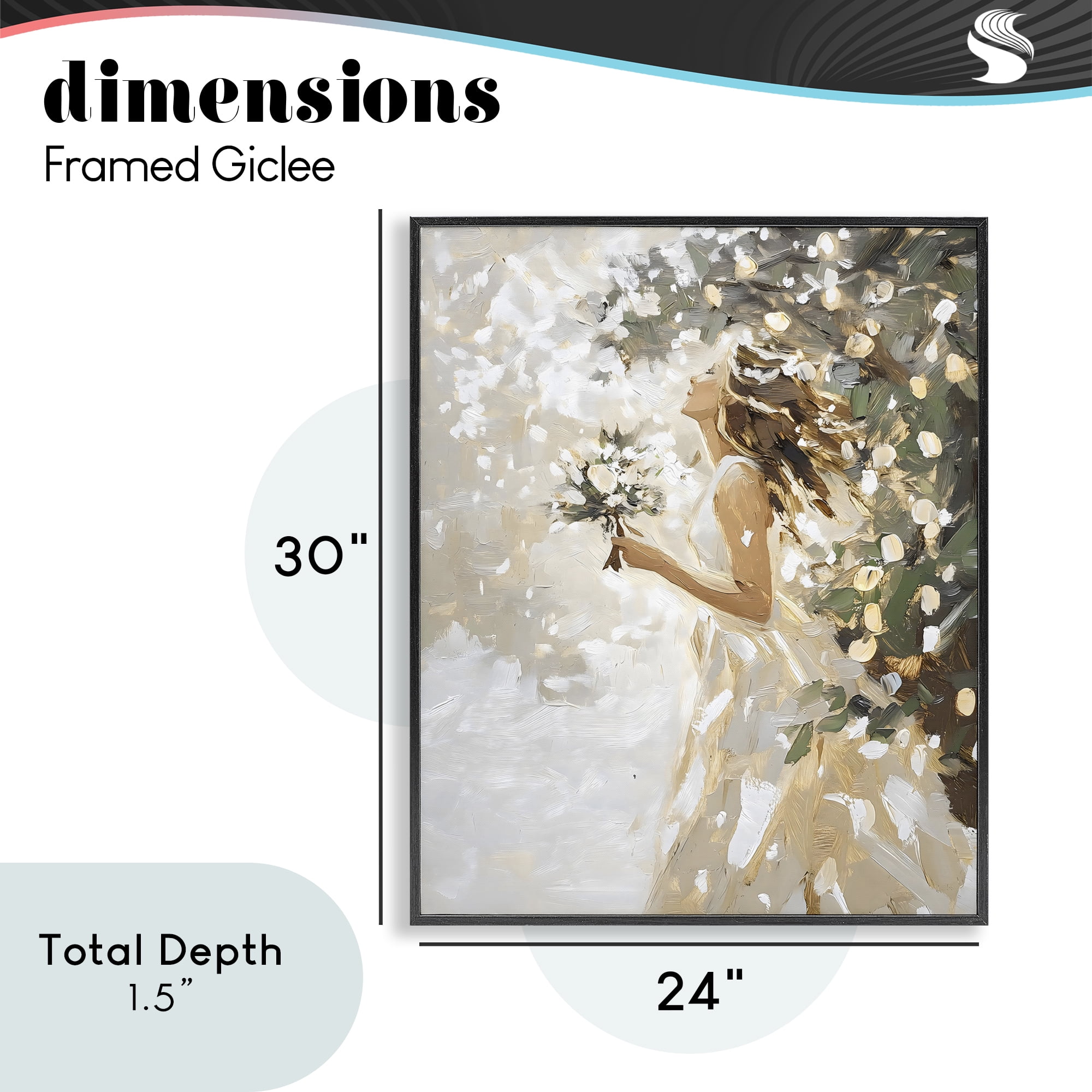 Soft White Snow Flurry Black Framed Giclee Art, design by LSR Design Studio