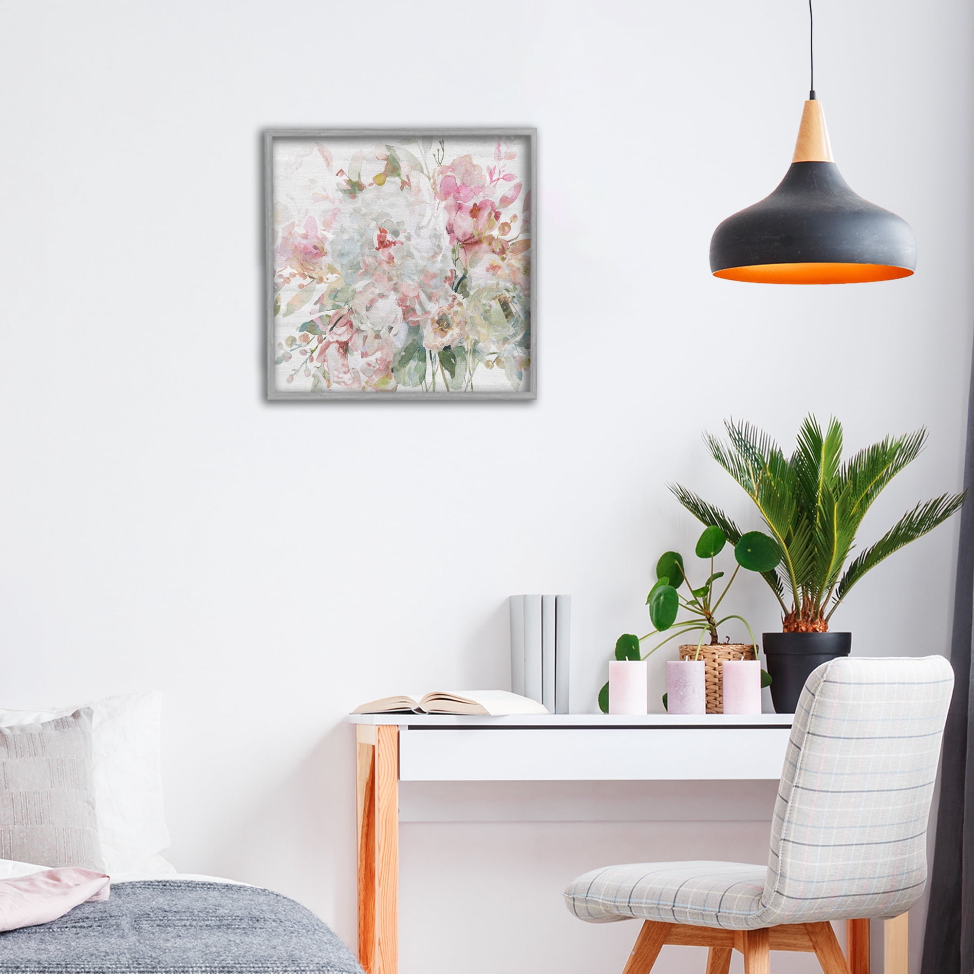 Stupell Industries Romantic Pastel Blossoms Gray Framed Giclee Art, design by Carol Robinson