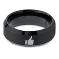 thumbnail image 2 of Tungsten Thumbs Up Emoji Band Ring 8mm Men Women Comfort Fit Black Beveled Edge Brushed Polished, 2 of 4