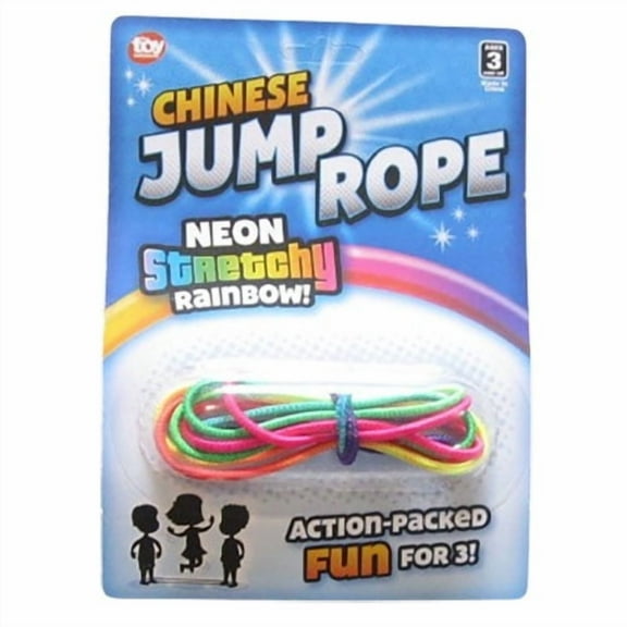Rhode Island Novelty - CHINESE JUMP ROPE [Neon Stretchy Rainbow](28 inches)