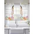 thumbnail image 5 of Grey Bunny Easter Sheer Curtains 54 Inch Length 2 Panels Set Window Treatments, Rabbit Spring Floral Eggs Wooden Rod Pocket Semi Curtains for Living Room/Bedroom/Kitchen Décor, 104"W x 54"L, 5 of 7