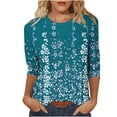 thumbnail image 2 of Xihbxyly Blouses pour Femmes Manches 3/4 Mode Féminine Col Rond Rétro Imprimé de Pâques Hauts Amples Blouse Offres du Jour, 2 of 4