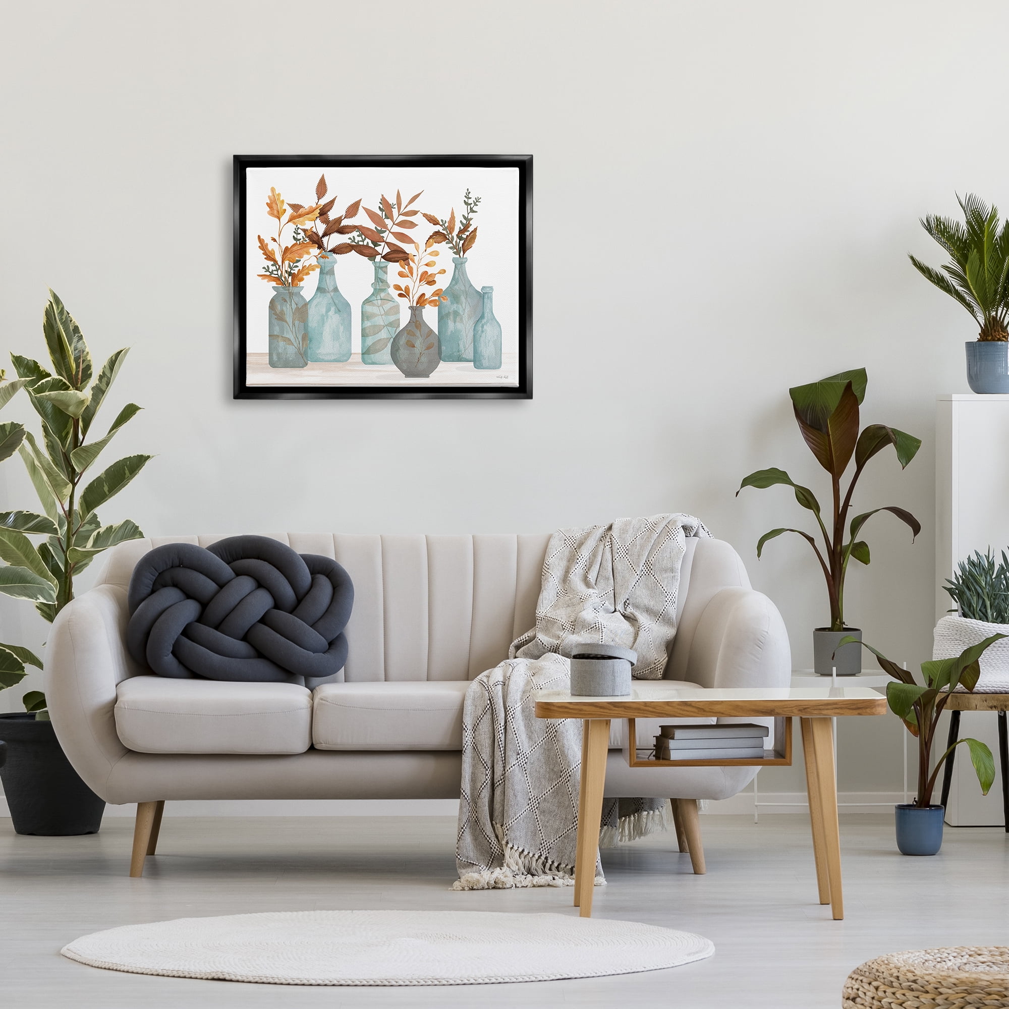 Stupell Varied Botanical Foliage Leaves Botanical & Floral Painting Black Floater Framed Art Print Wall Art