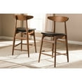 thumbnail image 6 of Baxton Studio Flora Mid-Century Modern Black Faux Leather Upholstered Walnut Finished Counter Stool (Set of 2), 6 of 7