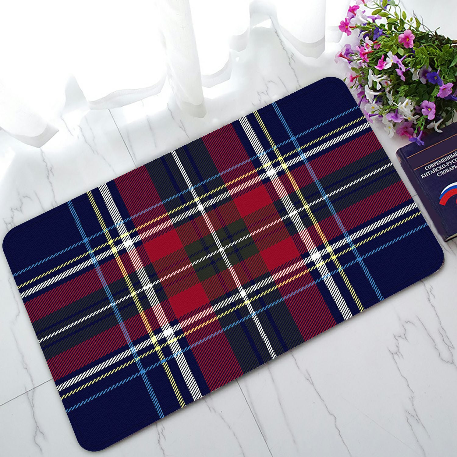 ABPHQTO Checkered Diagonal Plaid Doormat Entrance Rug Area Rug Floor Mat Home Decor 23.5x16.7