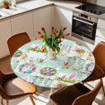 thumbnail image 3 of Easter Fitted Tablecloth with Elastic Edged, Round Table Cloth for Dining Table, Spring Watercolor Eggs Farmhouse Gnomes Wooden Grain Waterproof Oil Proof Table Cover for Indoor Outdoor 36"-44", 3 of 8
