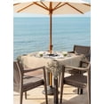 thumbnail image 3 of Outdoor Tablecloth with Umbrella Hole for Patio/Picnic/Party/Camping, Vintage Bees Crowns Waterproof Table Cloth Square Cover Washable, Rustic Leaves Rings Brown Gradient (60"x 60"), 3 of 8