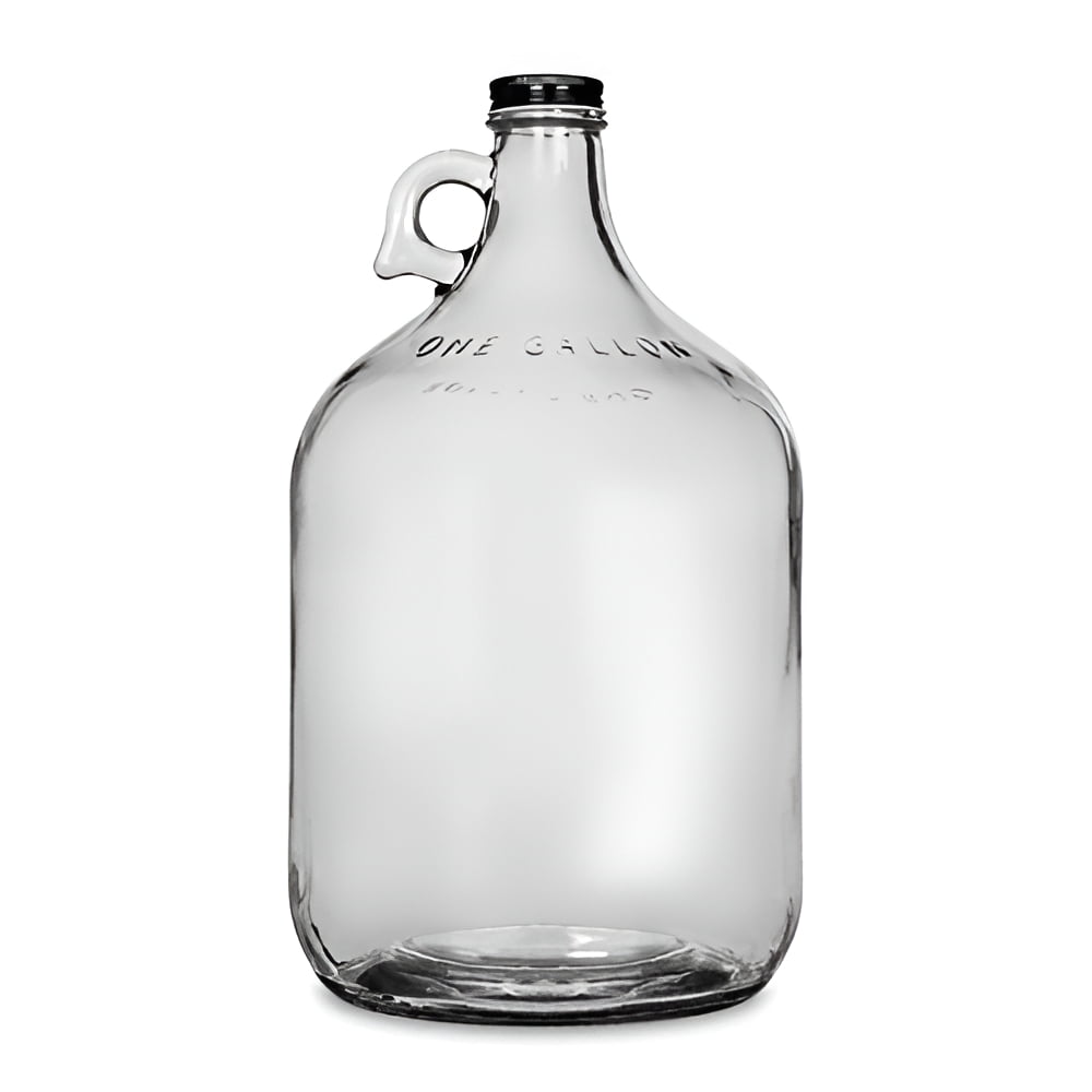One Gallon Glass Jug with 38mm Black Metal Screw Cap (Set of 8)
