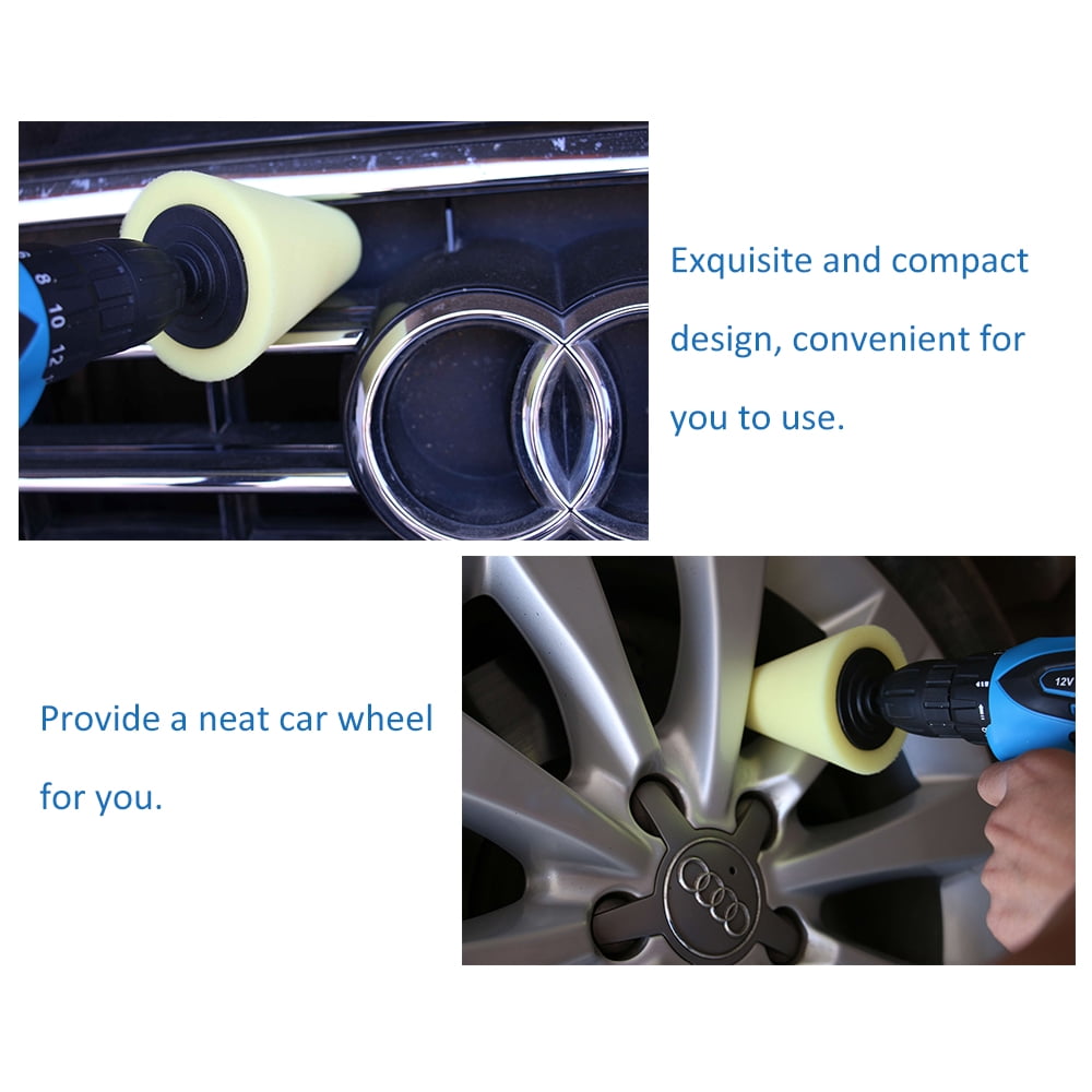 Auto Car Wheel Burnishing Foam Sponge Hub Polishing Cone Shaped Buffing Pad Tool