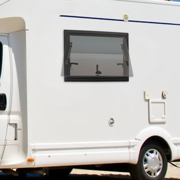 RV Push-Out Window with Screen, 65° Angle Opening, Aluminum Alloy & Tempered Glass, Lockable Handle, Ideal for RVs, Trailers, Pickup Trucks