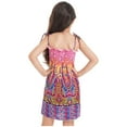 thumbnail image 3 of Alvivi Girls Kids Bohemian Dresses Floral Sleeveless Rainbow Beach Sundress with Necklace Purple 8-10, 3 of 7