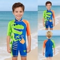 thumbnail image 5 of JAJAHO Boys One Piece Swimsuit With Matching Swim Cap 2 Piece Set Cartoon Dinosaur Sun Rash Guard Beachwear For Toddler And Kids 2-8Y Trendy Swimwear, 5 of 8