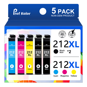 212XL Ink for Epson 212 Ink for Epson 212XL Ink Cartridges for Epson XP-4105 XP-4100 WF-2850 WF-2830 Printer(5 Pack,2 Black,1 Cyan,1 Magenta,1 Yellow)