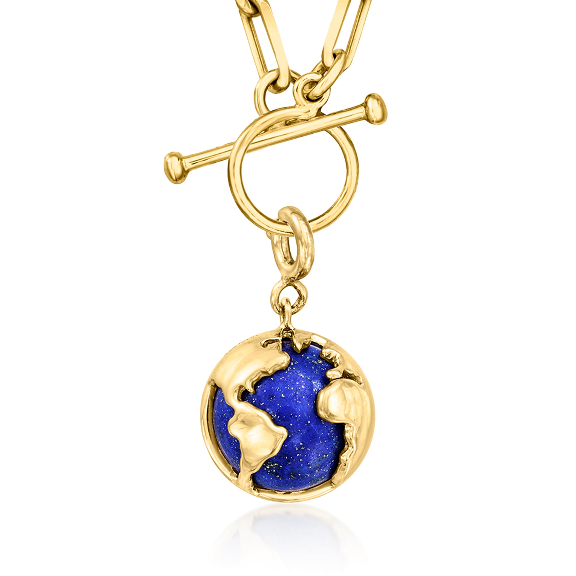 Ross-Simons Lapis and 18kt Gold Over Sterling Globe Charm, Women's, Adult