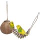 thumbnail image 1 of Escondite de coco natural con escalera, juguete para pájaros y animales pequeños (casa con escalera, superficie natural), 1 of 5
