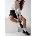thumbnail image 4 of Argulvti Women Long Sleeve Tops Polyester Turtleneck Sheer Lace Basic Shirt Casual Pullover, 4 of 7
