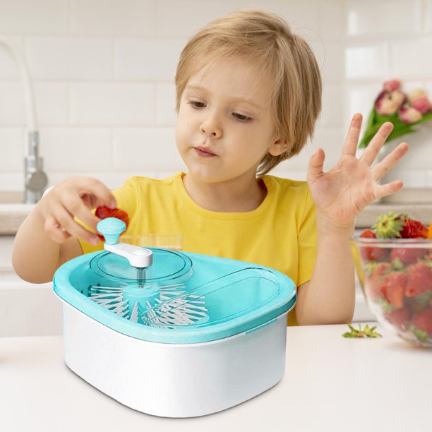 Fiudx Lavadora de Frutas, Máquina de Limpieza Eficiente, Dispositivo de Secado Compacto, Cesta de Drenaje Versátil, Preparación de Alimentos En La Cocina, Comodidad para Uso Doméstico, Diseño Que Aho