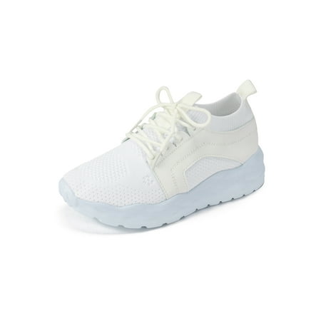

UKAP Ladies Sneakers Mesh Walking Shoes Lace Up Running Shoe Breathable Flats Womens Trainers Workout Fashion White 7