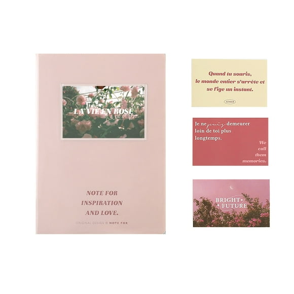 Planificador de objetivos de 160 páginas, estilo retro, con funda para notas de amor, diario de objetivos de amplia aplicación para el hogar, la oficina, viajes, Rose Life