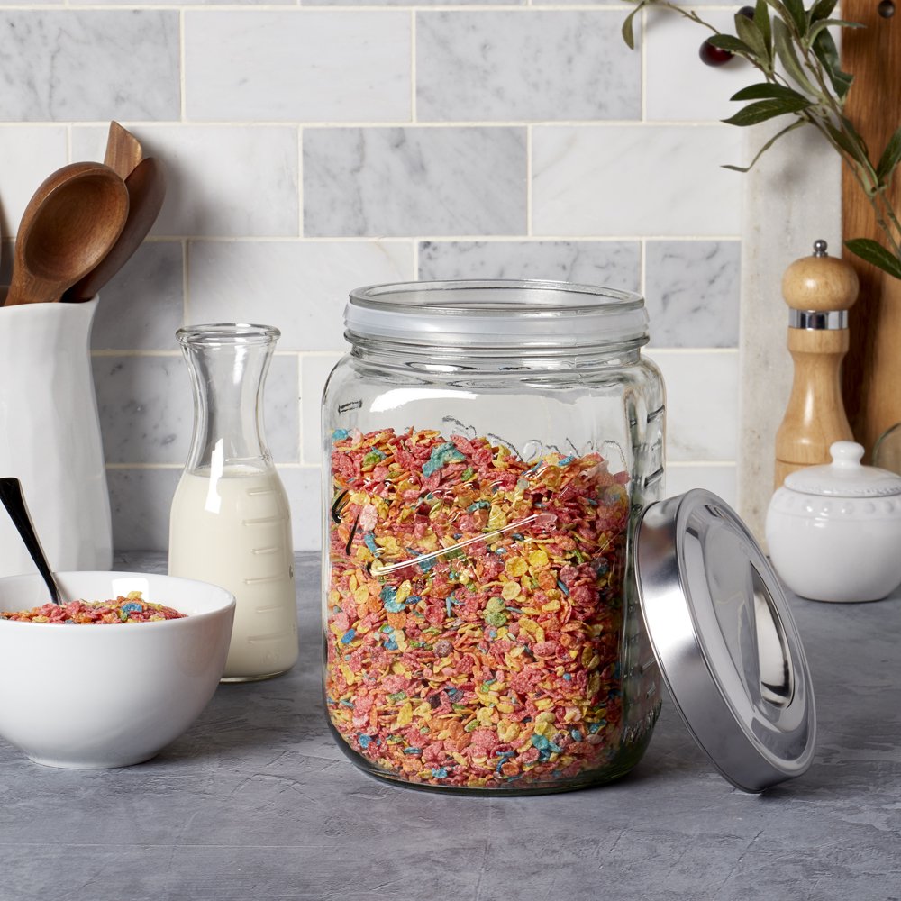 Mason Craft And More 3.6 Liter Square Glass Large Canister With Pop Up