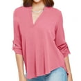 thumbnail image 1 of Blouse en Chiffon Unie à Col en V pour Femmes, Mode Aguichant, Manches Longues, 1 of 1