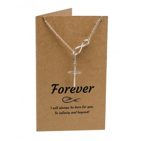 Quan Jewelry Infinity Cross Pendant Necklace for Women, Lariat Y Necklace, Religious Jewelry