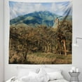 thumbnail image 1 of Zoo Tapestry, Giraffe Among Trees Prickly Plant Grazing Mountain Africa Safari Savanna, Fabric Wall Hanging Decor for Bedroom Living Room Dorm, 5 Sizes, Pale Brown Green and Blue, by Ambesonne, 1 of 1