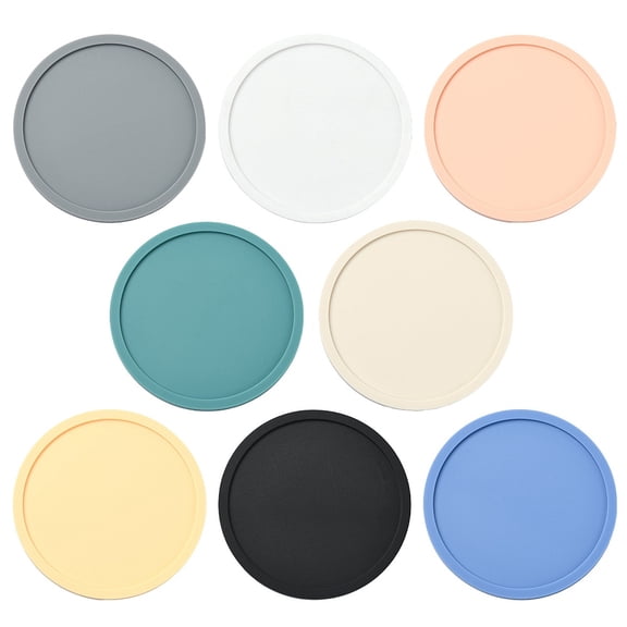 8 pcs 8 colors Silicone drainage insulation coaster with marble pattern Mixed color 10x0.5cm