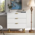 thumbnail image 6 of 3 Drawer Dresser for Bedroom, Modern Dressers Chest of Drawers with Fluted Panel, Living Room, White, 6 of 8