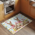 thumbnail image 3 of Rectangle Area Rug 2x3ft, Easter Rabbit Spring Tulip Non-Shedding Washable Area Rug, Blue Checkered Pastoral Flower Non Slip Low-Profile Rugs for Living Room, Bedroom Dining Room, 3 of 9