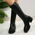 thumbnail image 6 of YLYL Women Knee High Boots Round Toe Chunky Block Heeled Side Zipper Lug Sole Riding Tall Boots, 6 of 9