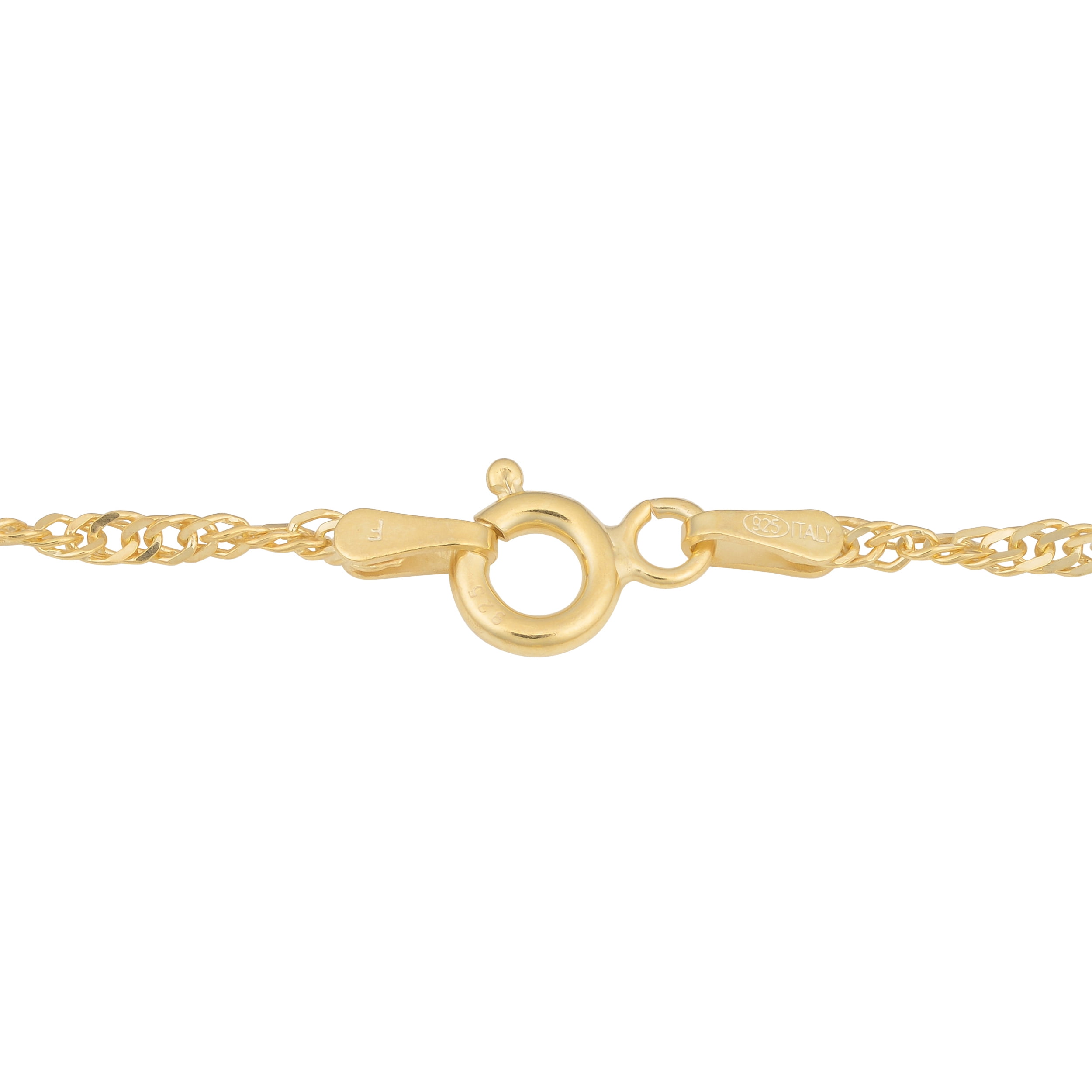 KoolJewelry Yellow Gold Over Sterling Silver 1.5 mm Singapore Bead Station Anklet (10 inch)