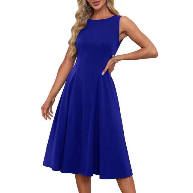 Vestido de verano GRACE KARIN A Line 2025 Sin Mangas Royal Blue S