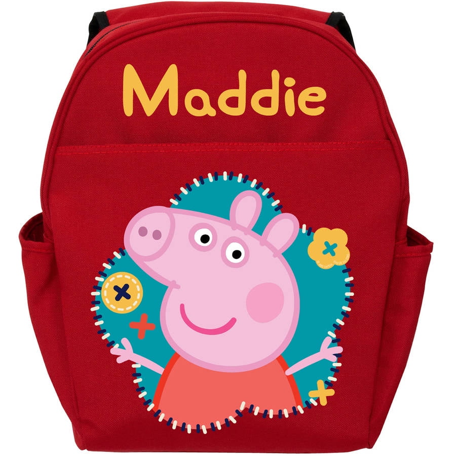 Personalized Peppa Pig Flower Fun Red Toddler Backpack