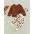 thumbnail image 4 of hirigin Newborn Baby Christmas Clothes 2Pcs Set, Solid Color Waffle Long Sleeve Pullover + Christmas Tree Print Long Pants, 4 of 9