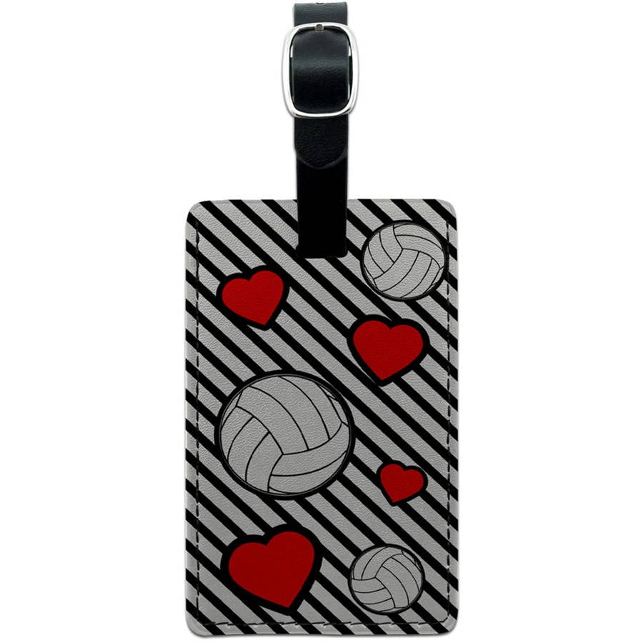 Volleyball Love Leather Luggage ID Tag Suitcase CarryOn
