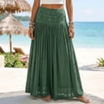 thumbnail image 2 of longantii Maxi Skirts for Women Cotton Linen Flowy Skirt Modern Fit A-Line Pleated Outfits Spring Party Streetwear Green M, 2 of 5