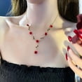 thumbnail image 2 of Collier Fleur de Rose Chaîne Clavicule en Strass Ras du Cou Bijou Fleur de Rose, 2 of 8