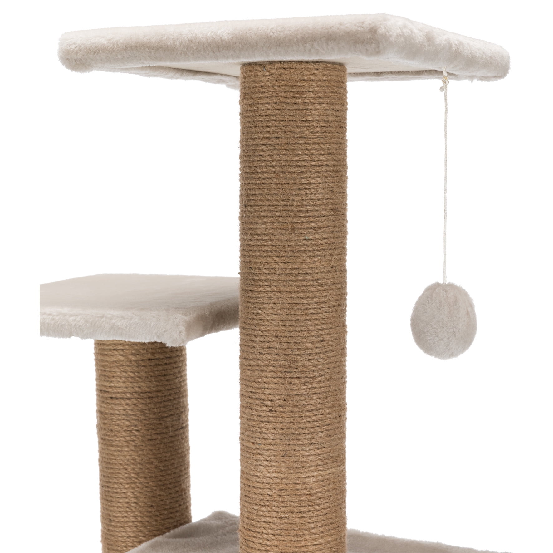 TRIXIE Valencia Plush & Sisal 3-Level 28" Cat Tree with Scratching Posts & Condo, Greige