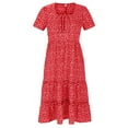 thumbnail image 4 of New popular square neck bubble sleeve floral dress long dress, 4 of 5